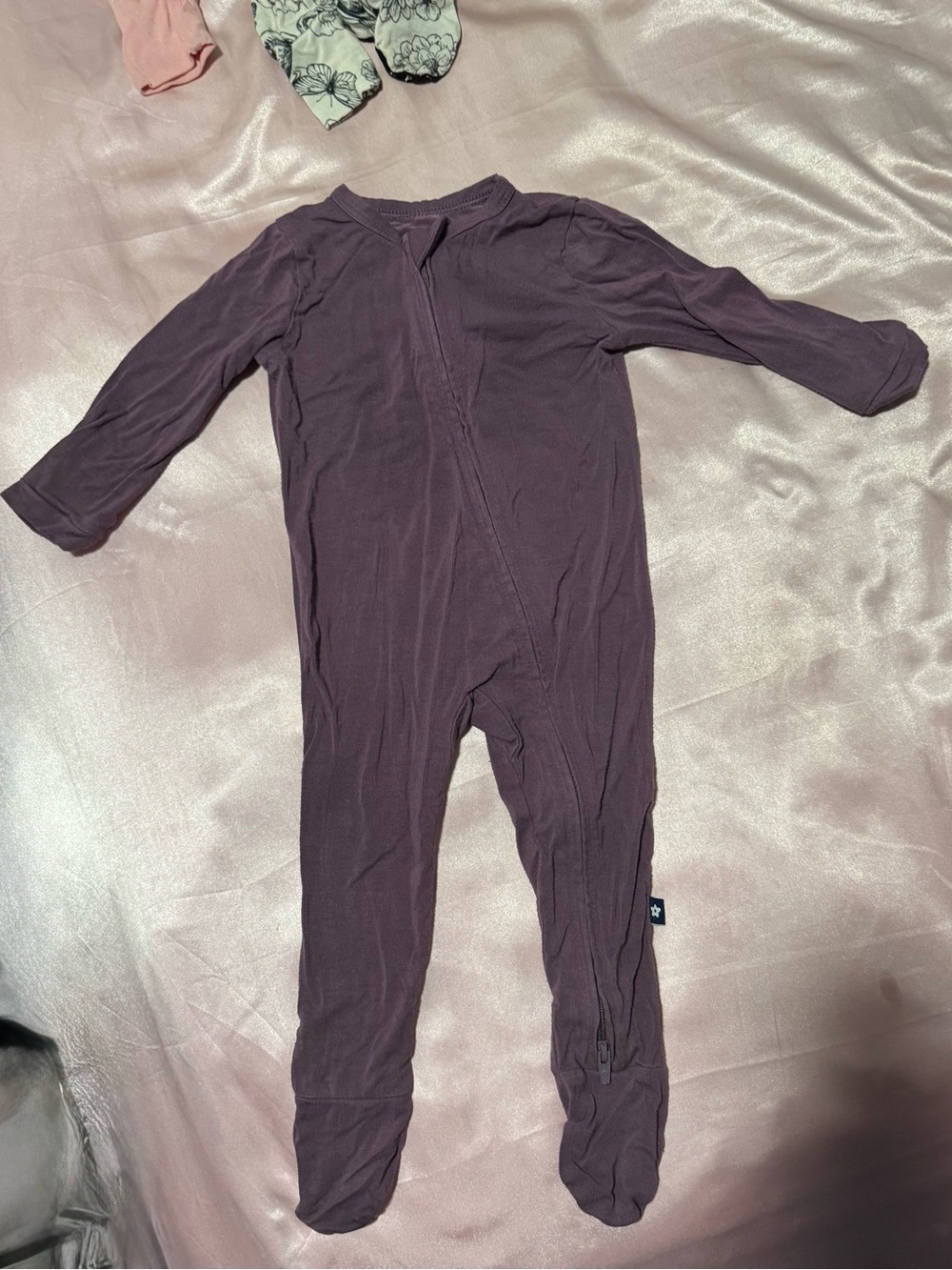 Kids Plum Footed One-Piece Romper - Long Sleeve